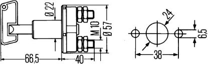 Afbeeldingen van HELLA 6EK 002 843-002 Hoofdschakelaar - S33 - Draaiknop activering - Aantal aansluitingen: 2