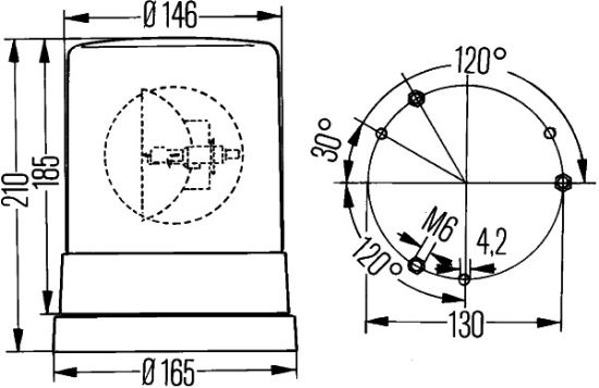 Afbeeldingen van HELLA 2RL 004 958-111 Halogeen-Zwaailamp - KL 700 - 24V - Geel