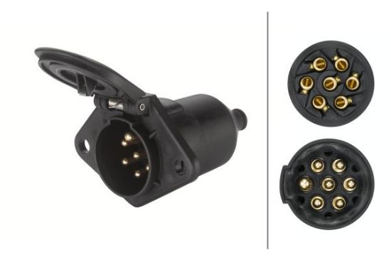 Afbeeldingen van HELLA 8JB 008 085-001 Stekkerdoos - 24V - 7-polig - Schroefaansluiting - Stekker: Schroefverbinding